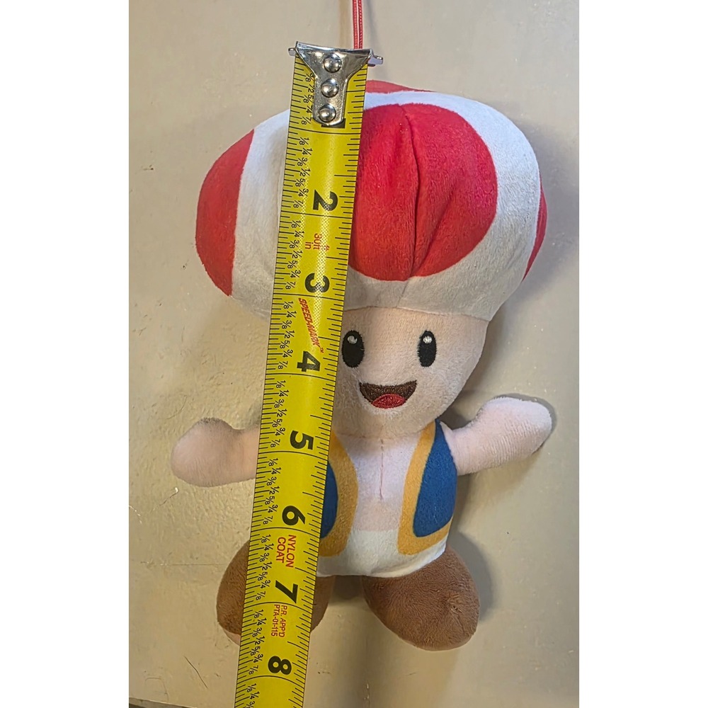 Super Mario Bros Toad Plush 9 Inch Stuffed Toy Nintendo Red White Mushroom Cap - Picture 3 of 3